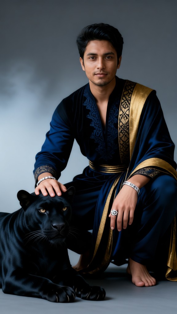 Handsome Guy and Black Panther Matte Studio Style image