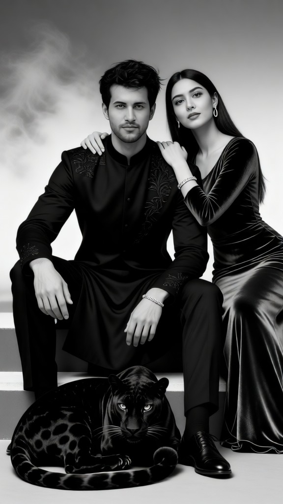 Sitting Couple and Black Panther: Fashion Style image