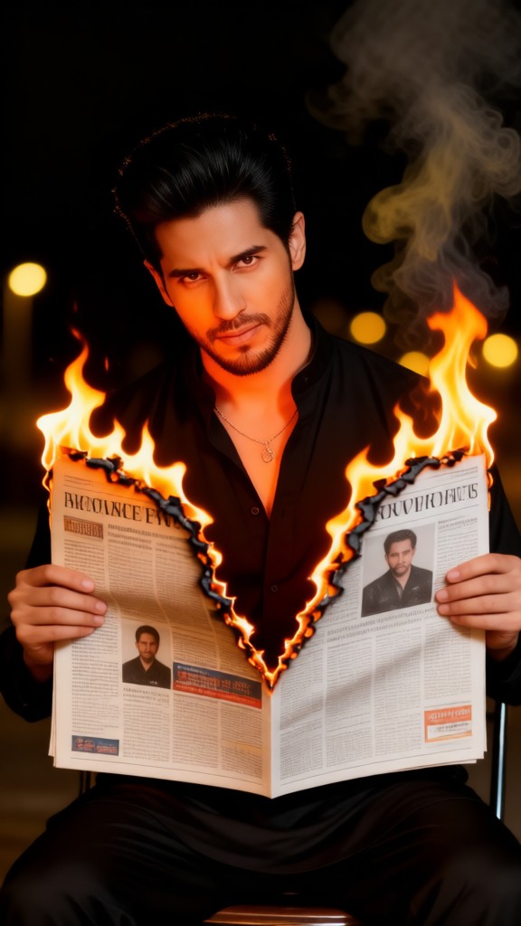 Burning Newspaper Photoshoot image