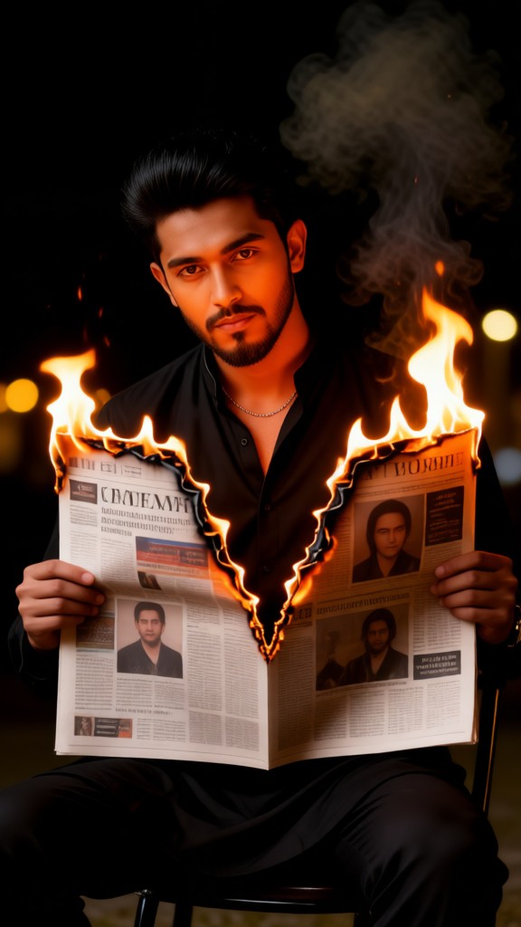 Burning Newspaper Photoshoot-v image
