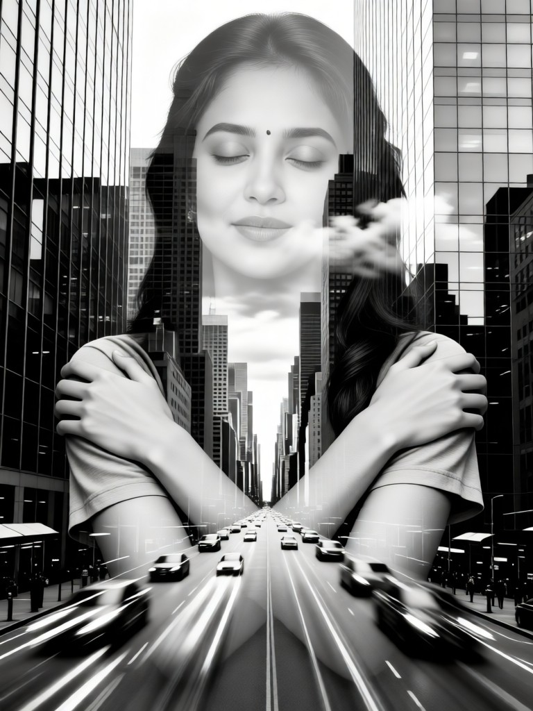 Embracing oneself amidst busyness image