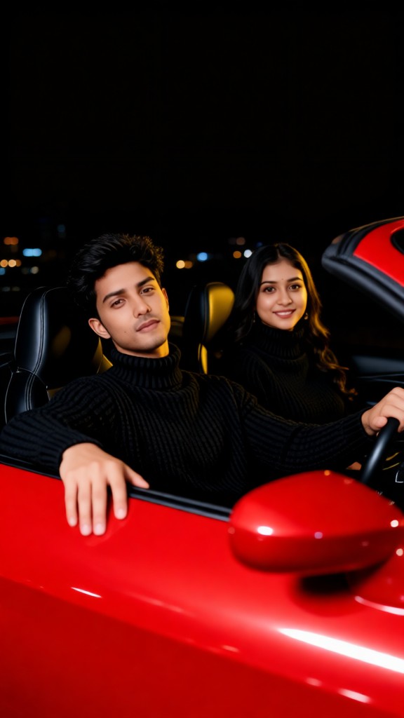 Couple-Red sports car image