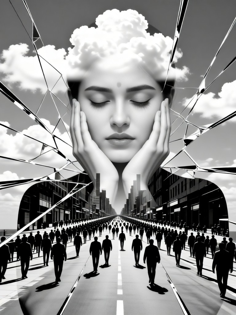 Surreal shattered mirror image image