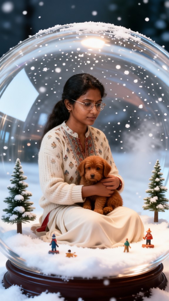 Snow Globe Woman With Dog image