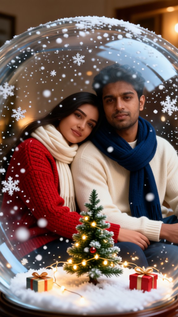 Snow Globe Cozy Couple Hug image