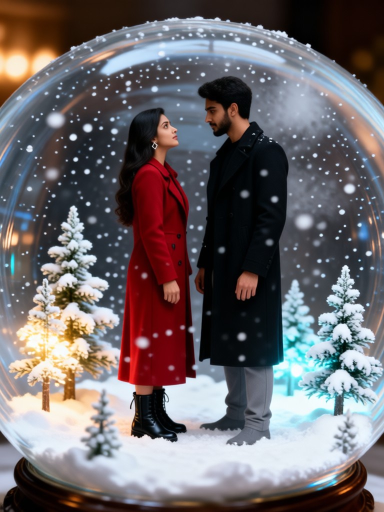 Snow Globe Face To Face Couple image