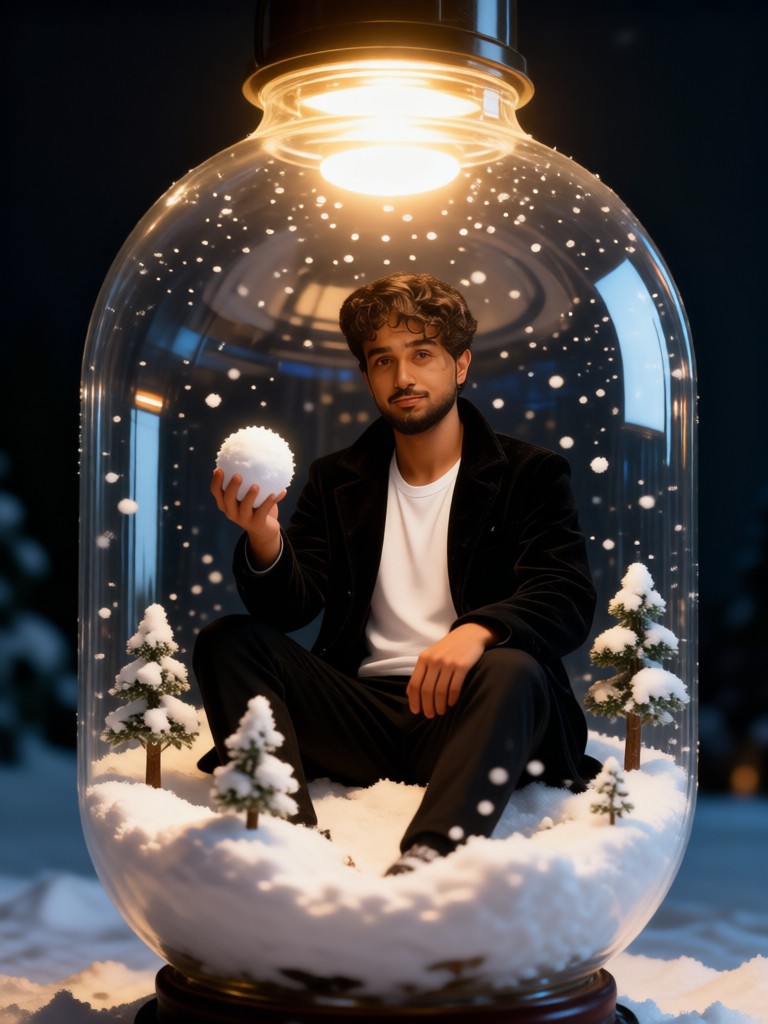 Snow Globe Light Bulb Man image