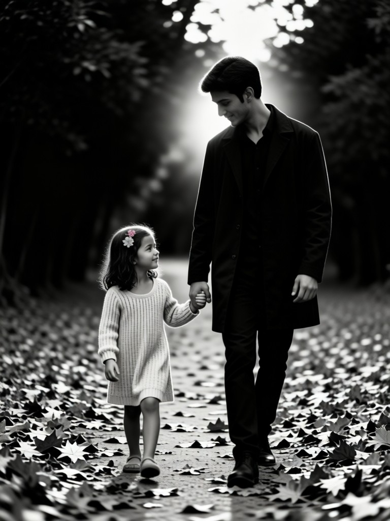 parent  & Daughter Leafy Path Walk image