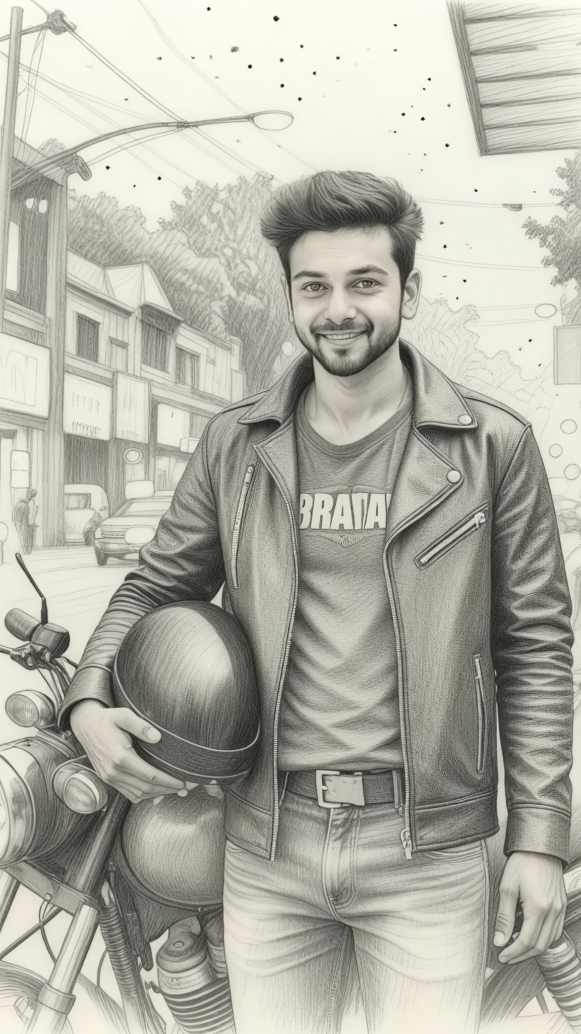 Pencil Drawing style Sketch Dots image