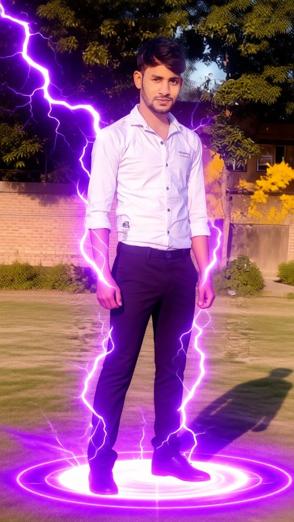 Purple lightning engulfed image