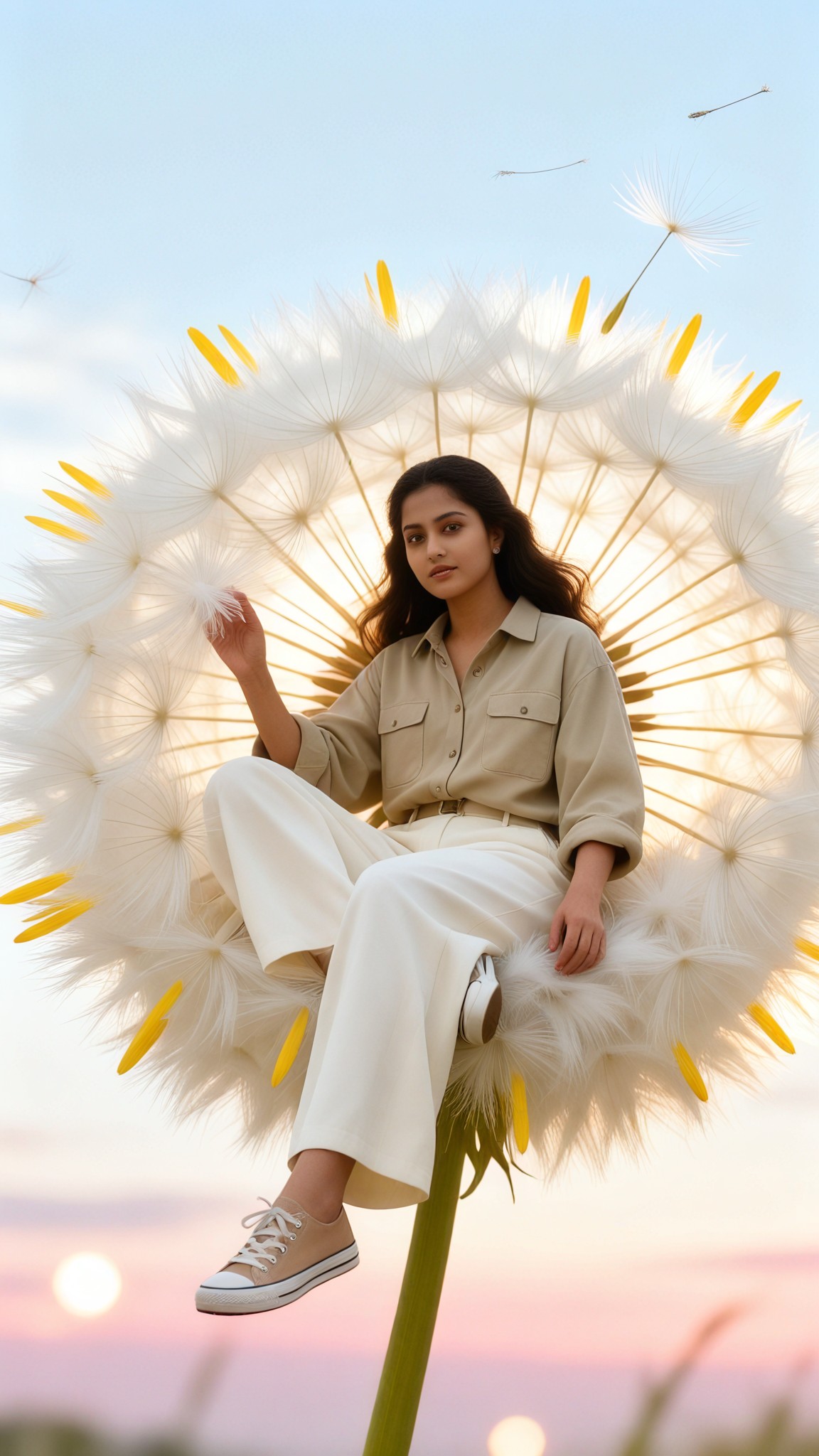 Miniature Man on Dandelion image