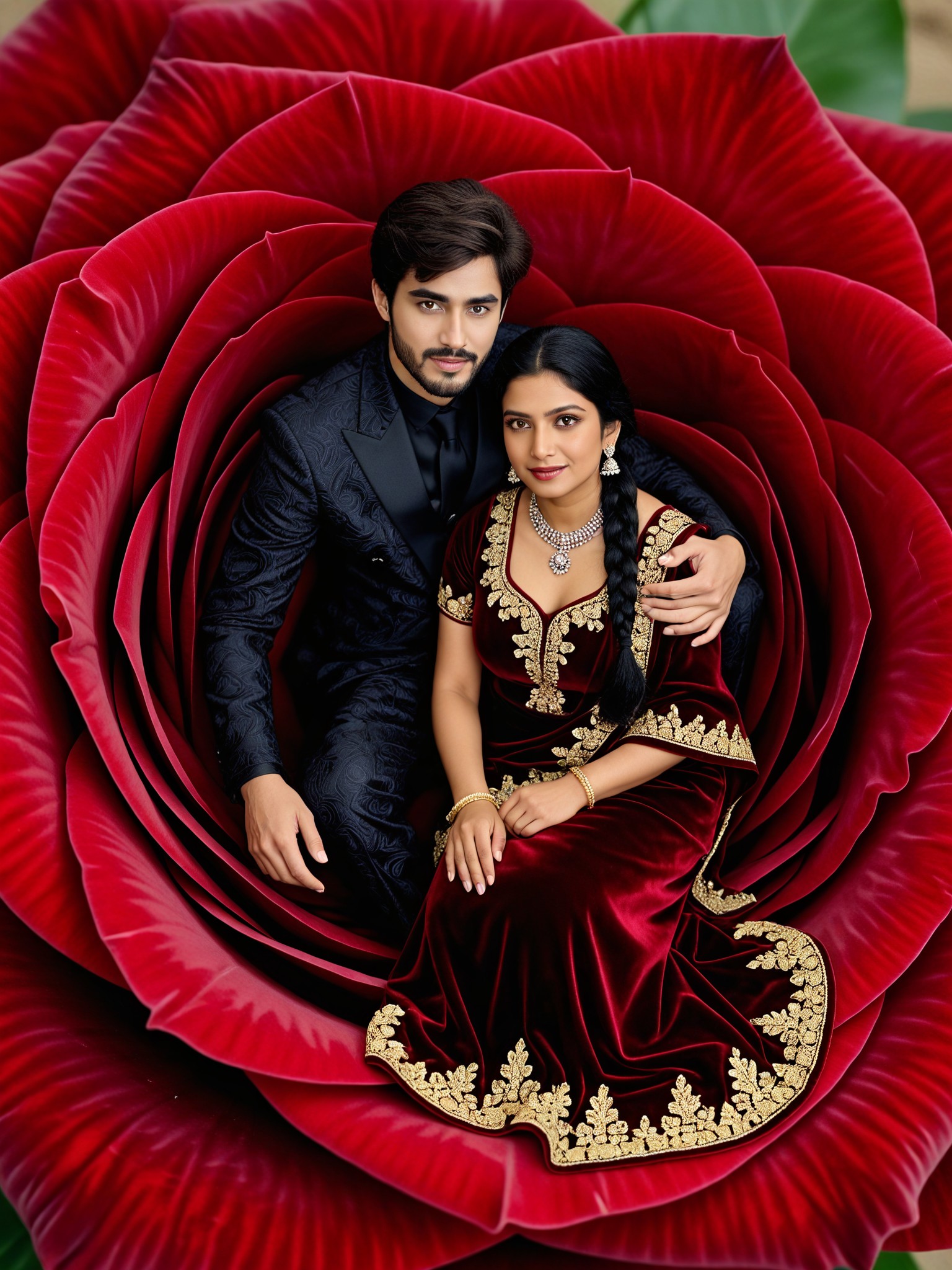 Loving couple in the rosebud image