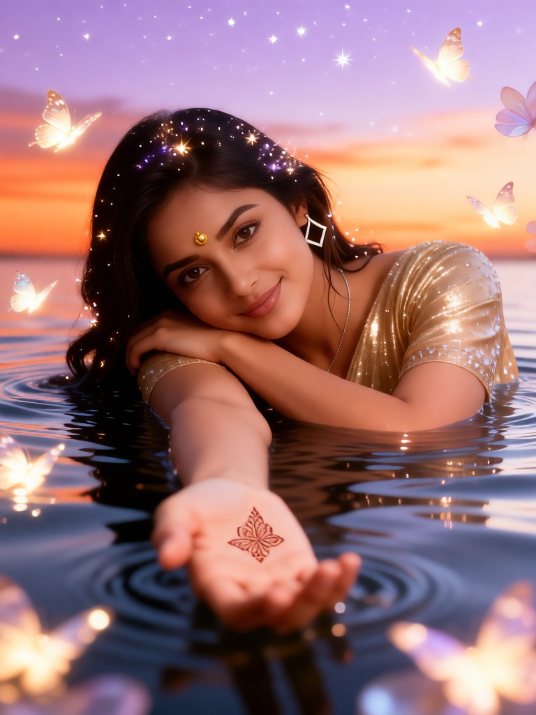 Gilded Sunset Reflection image