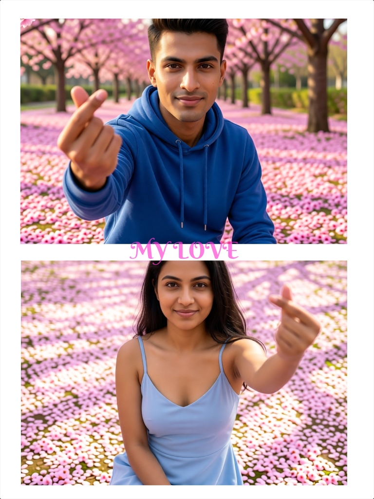 Couple photo under cherry blossoms image
