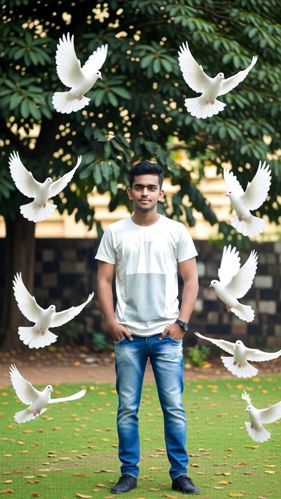 Pigeons surround image