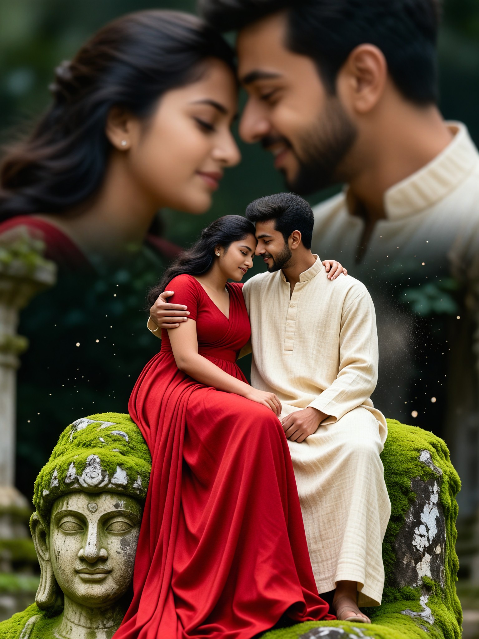 Mossy Statue Double Exposure image