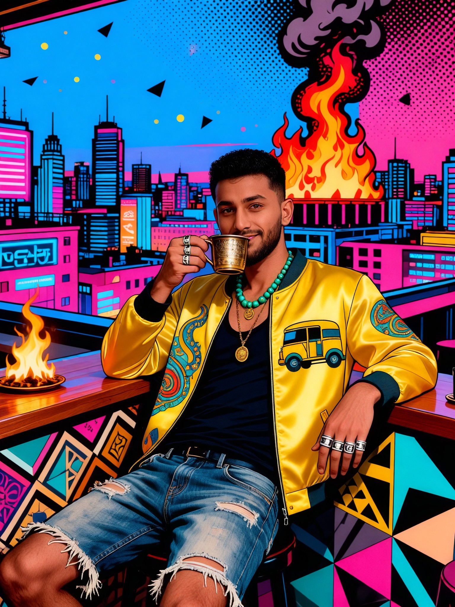 Pop Art Style Flame Element Portrait image