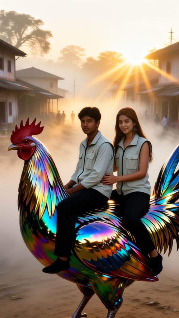 Sunrise Rooster Couple image