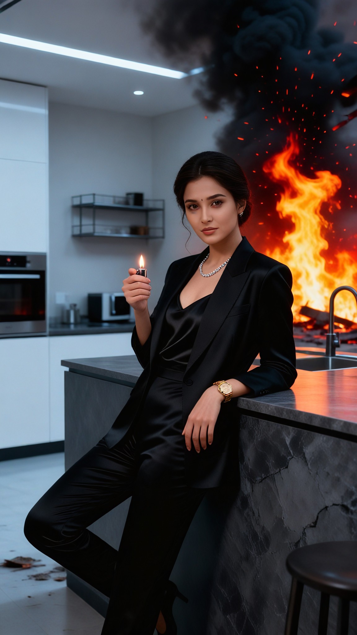 A woman holding a lighter image