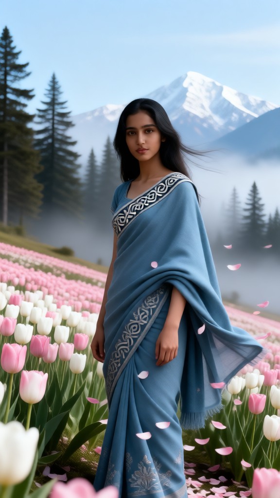 Woman disappear among flowers-07 image