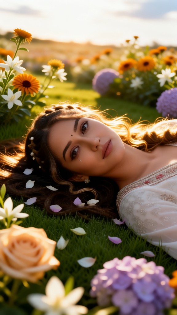 Woman disappear among flowers-06 image