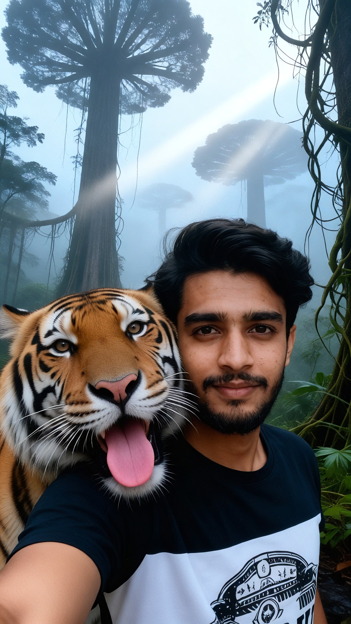 Simulated selfie with tiger-3 image