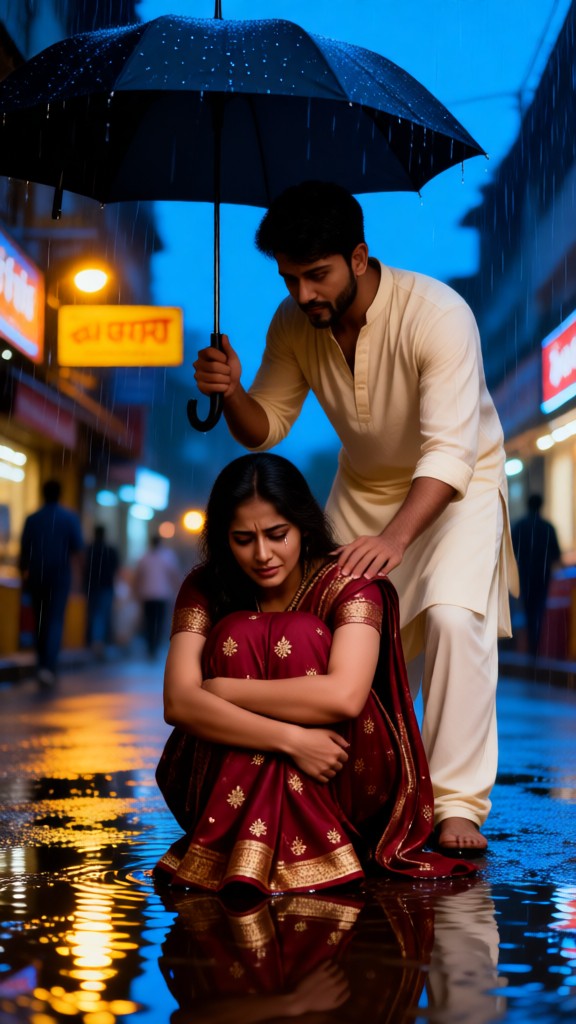 Holding an umbrella for lover-v image