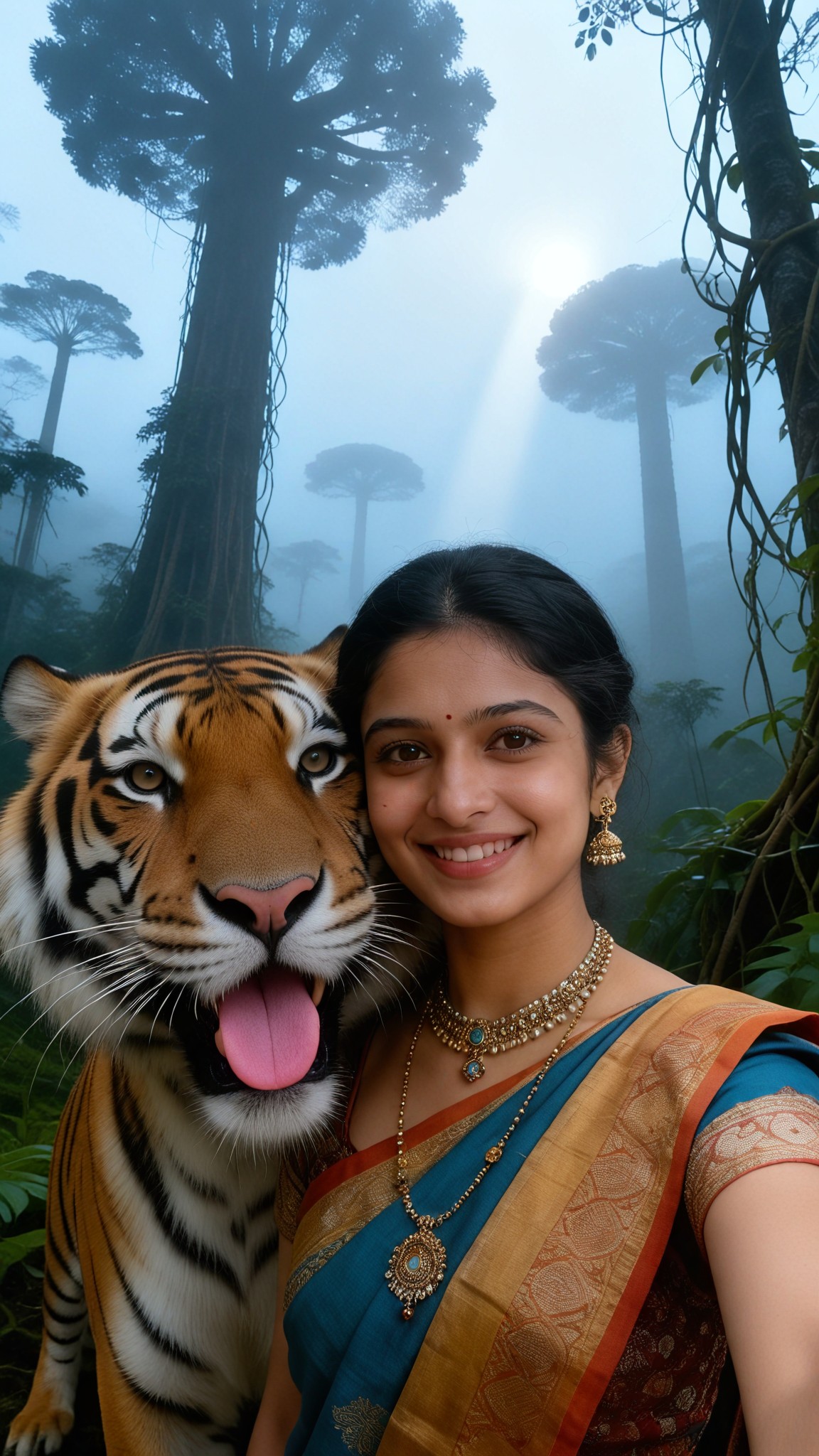 Simulated selfie with tiger-4 image