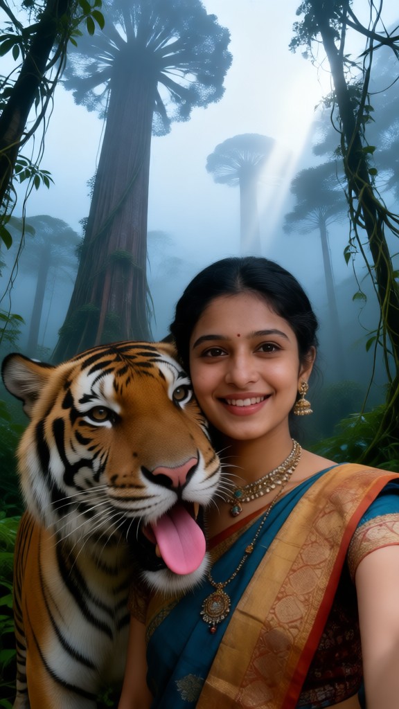 Simulated selfie with tiger-5 image