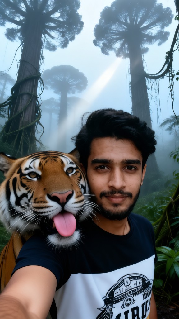 Simulated selfie with tiger-6 image