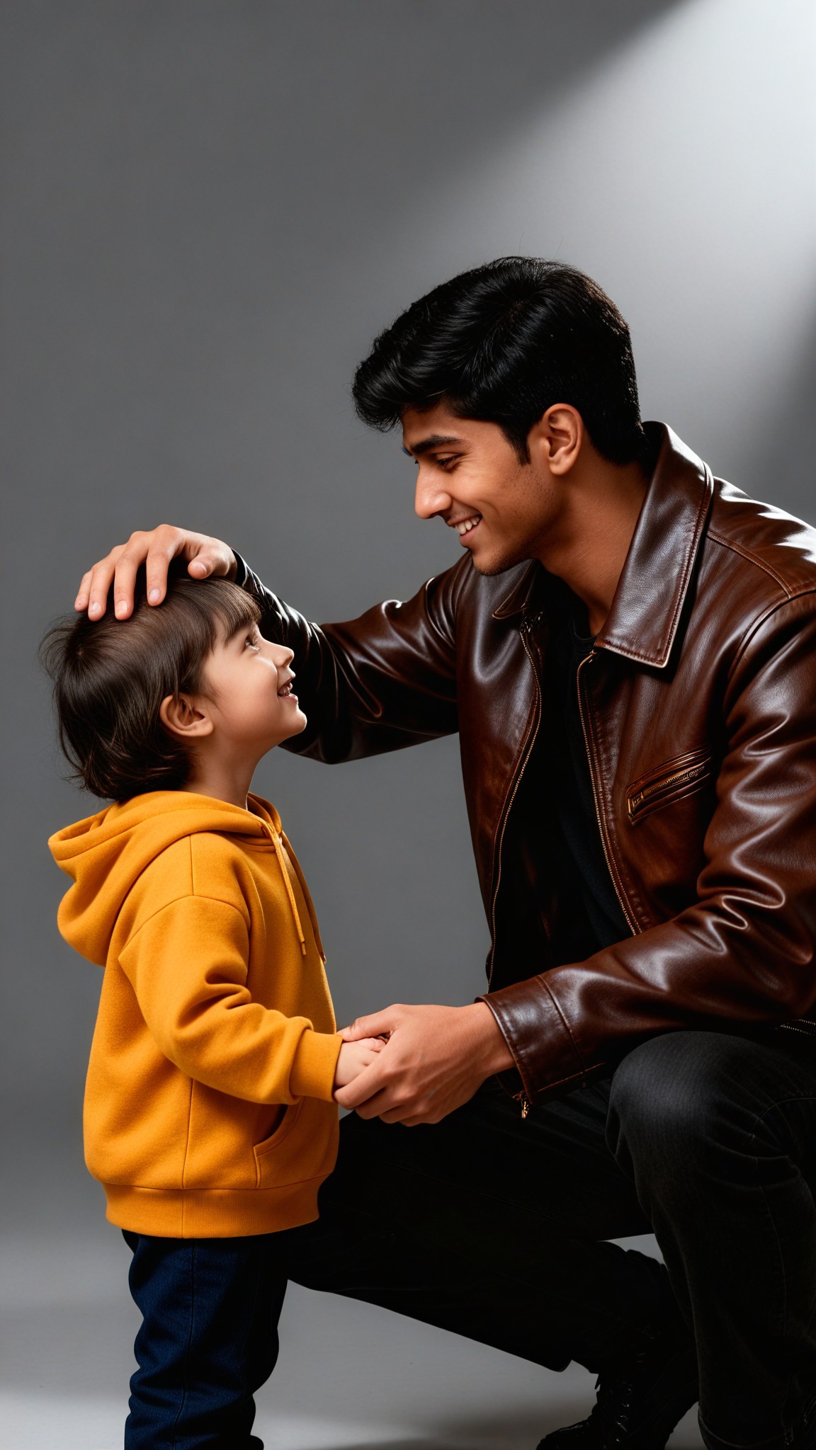 Parent-child color vintage pictures image