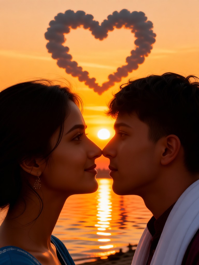 Intimate gaze by the sunset river image