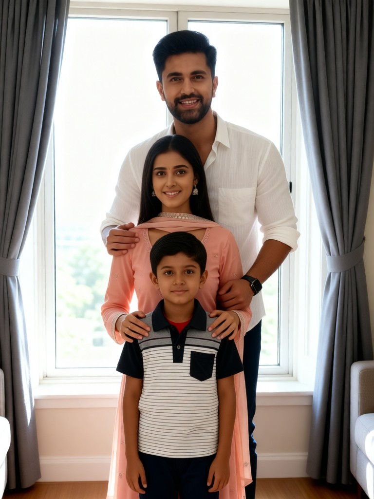 Family photo with overlapping shoulders image