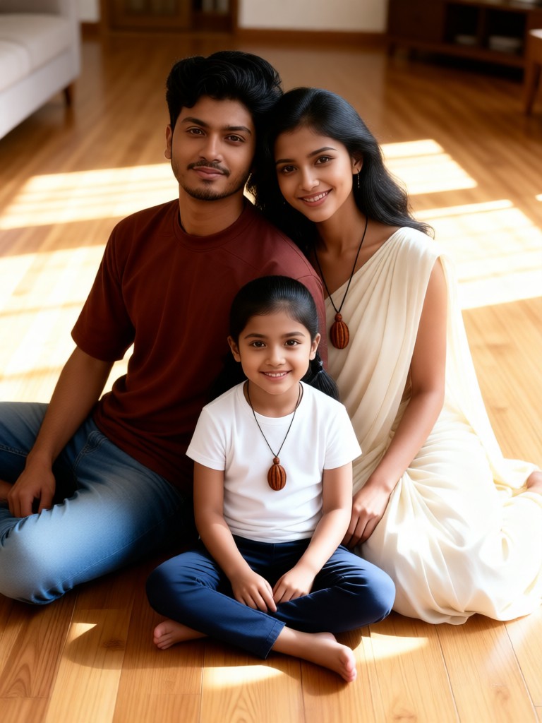 Family photo with backs to each other image