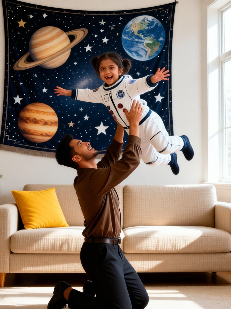 Happy family dress up and take photos image