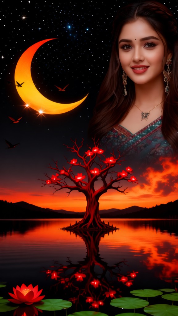 Blood Moon and Cherry Blossoms image