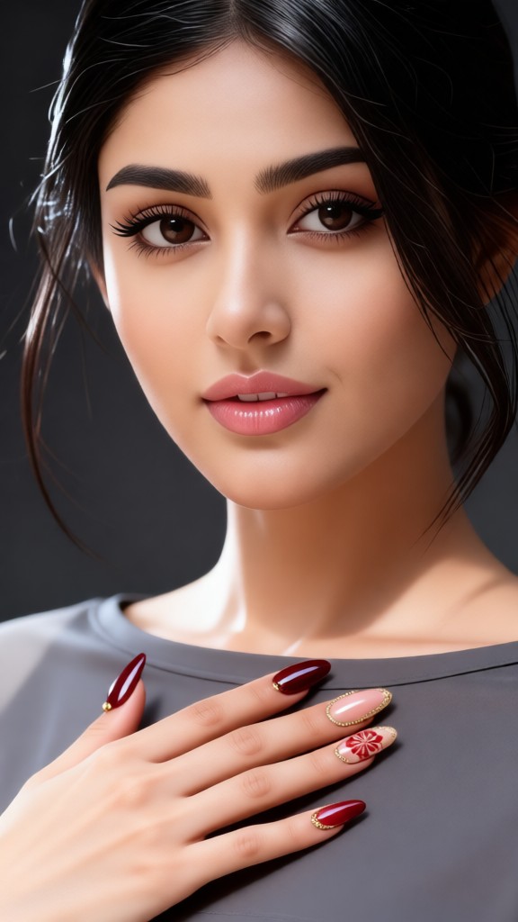 Burgundy nails image