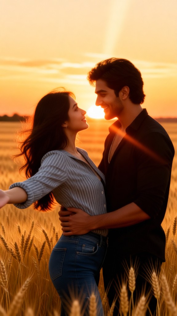 Sunset over the wheat fields image