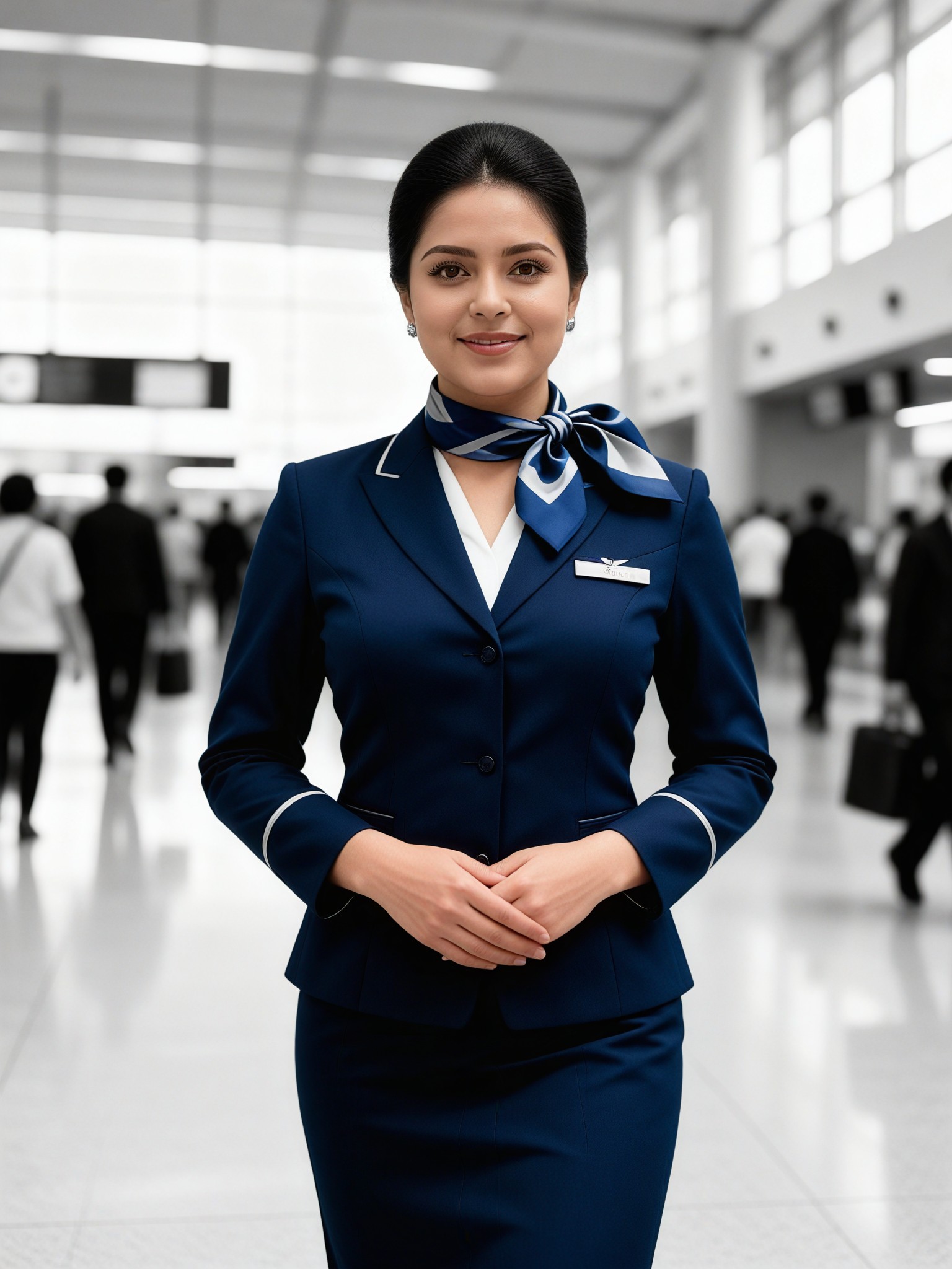 Colorful Air Stewardess in a Black-and-White World image