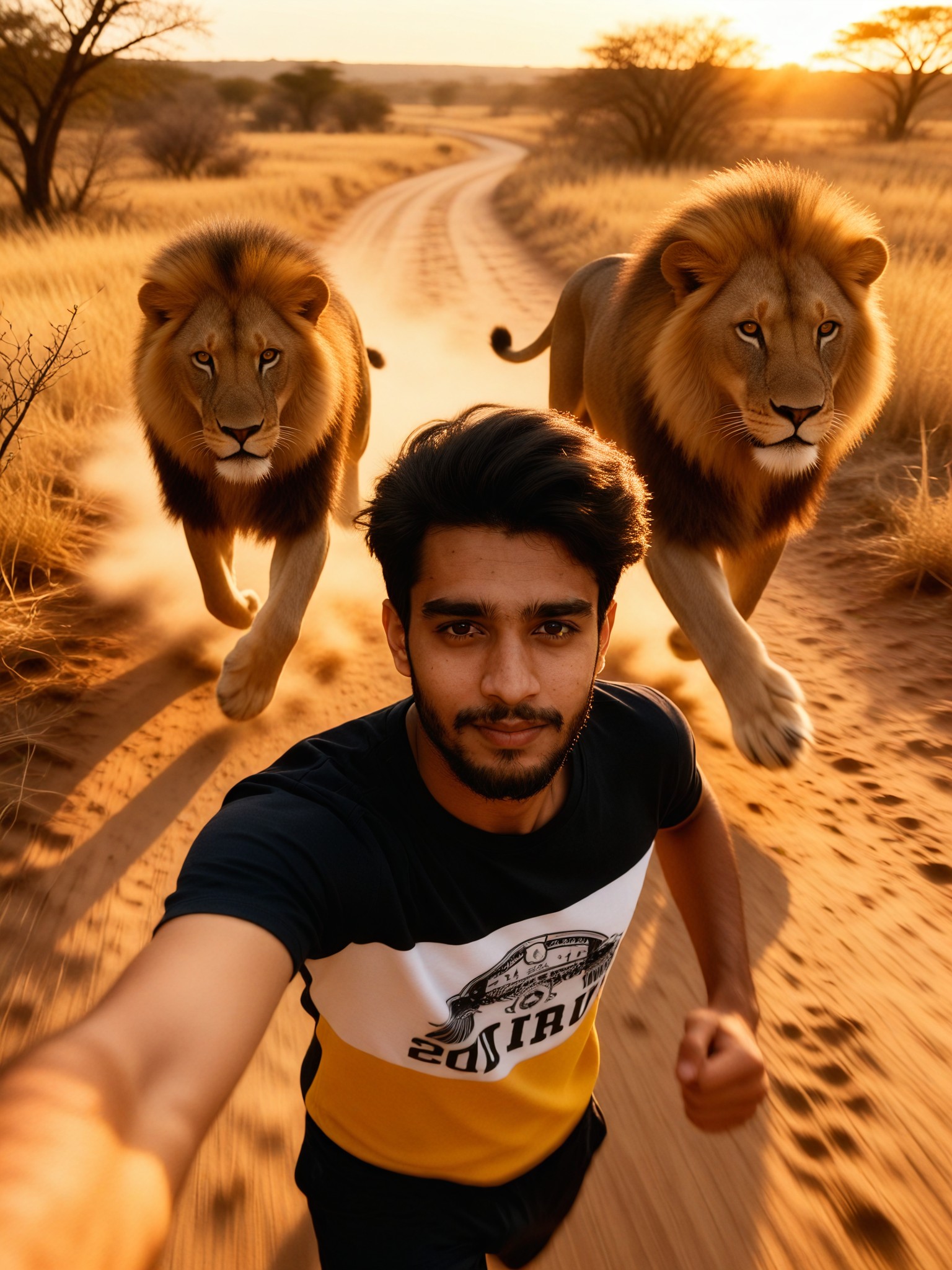 Taking a selfie with a lion image