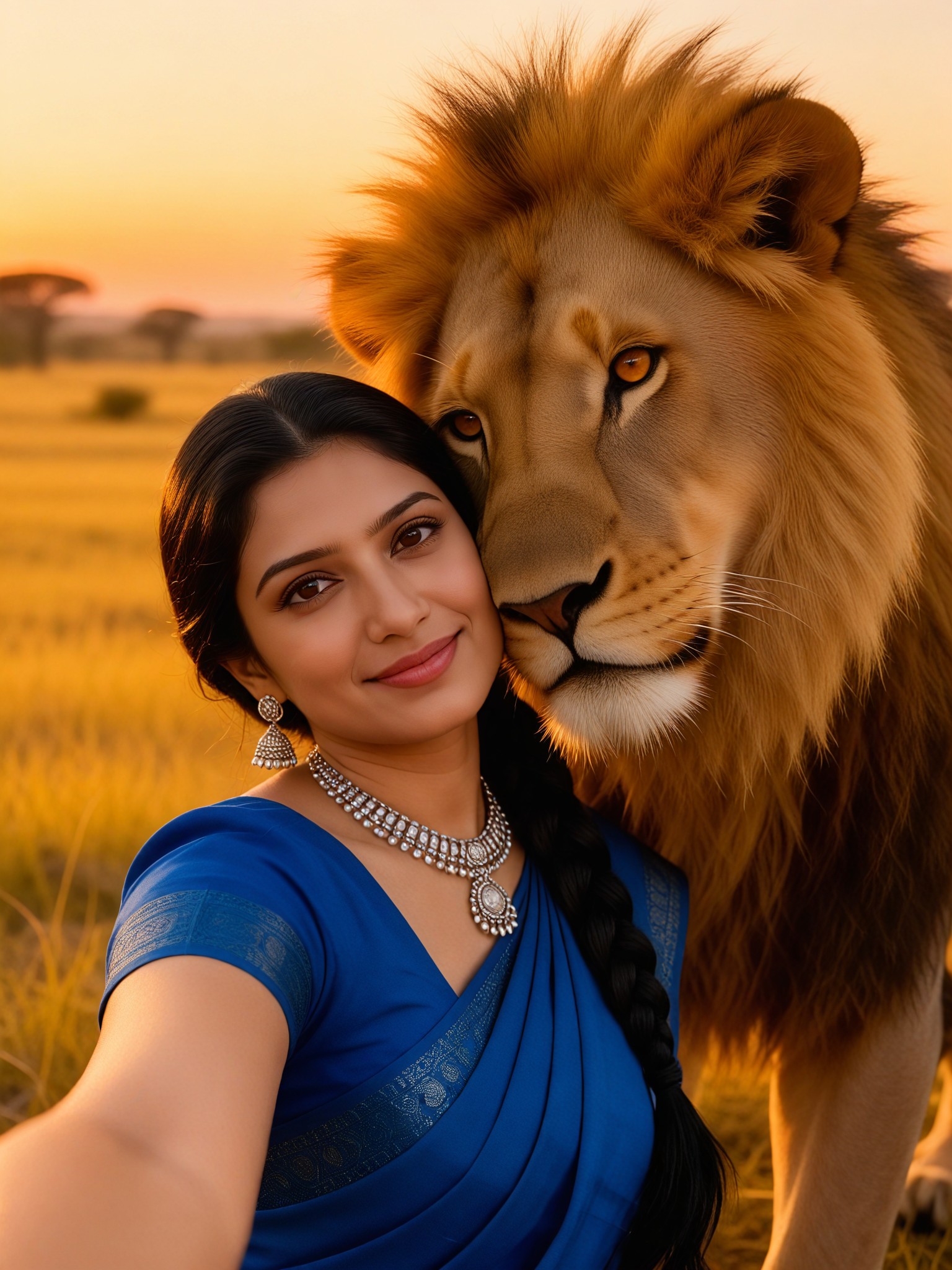 Taking a selfie with a lion image