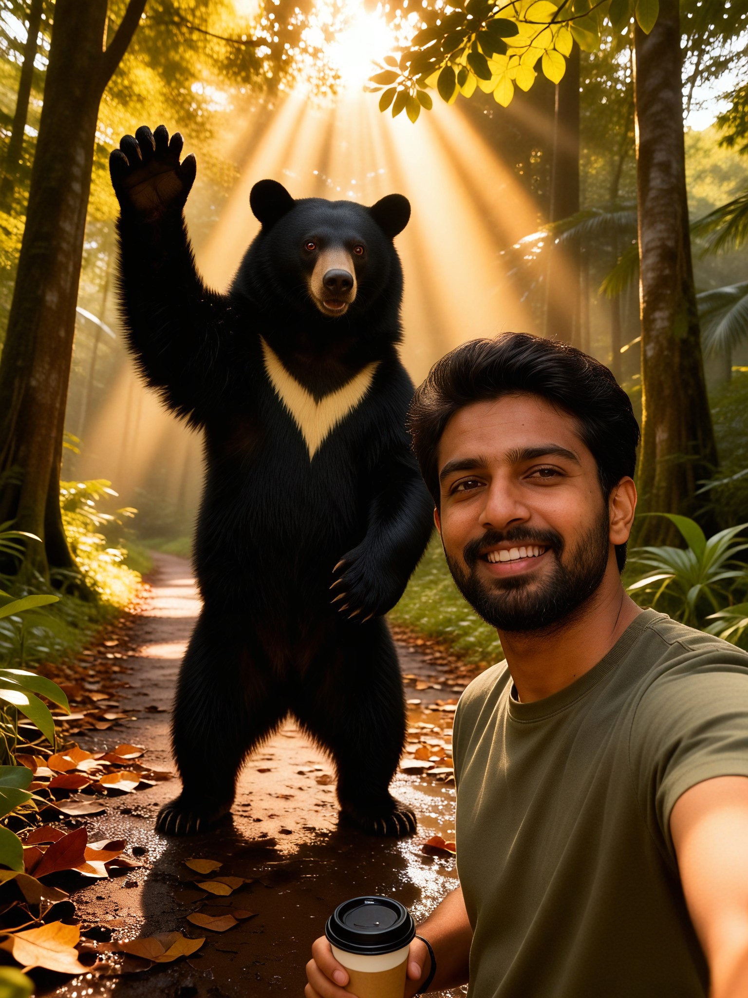 Take a selfie with a black bear image