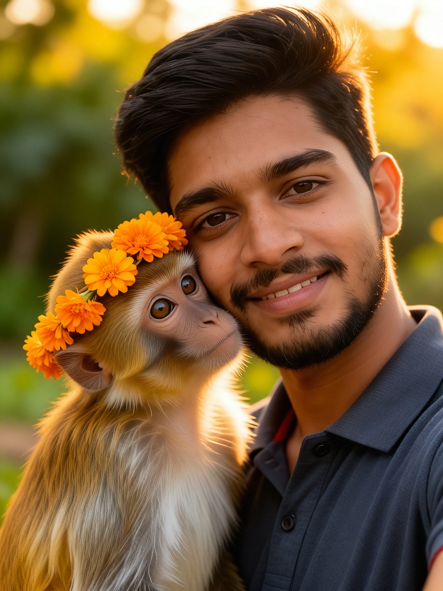 Take a selfie with a  cute monkey image