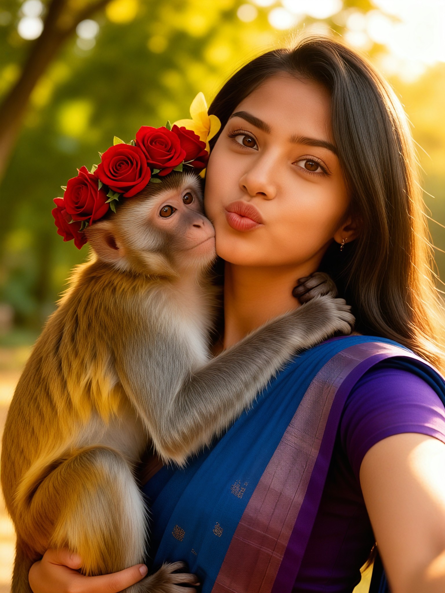 Take a selfie with a cute monkey image