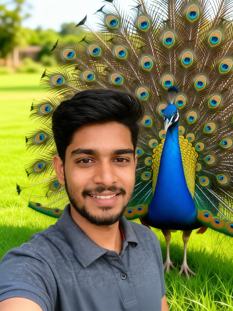 Take a selfie with a peacock image