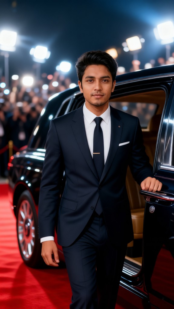 Handsome getting off the car to attend the event image