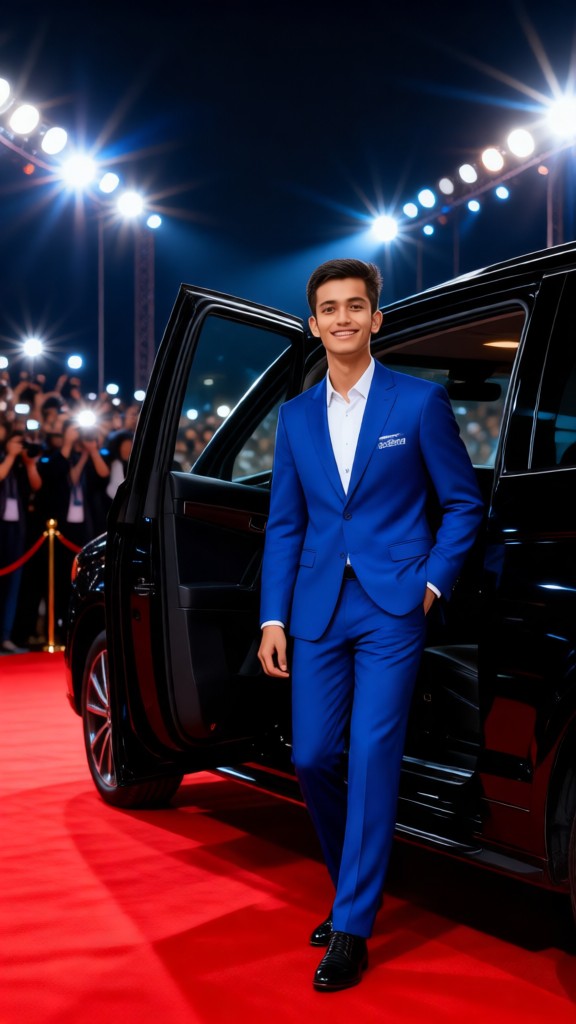 Handsome getting off the car to attend the event image