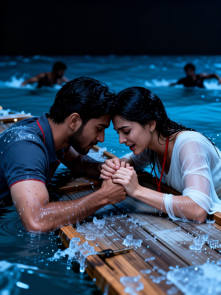 Lovers parting at sea-Titanic image