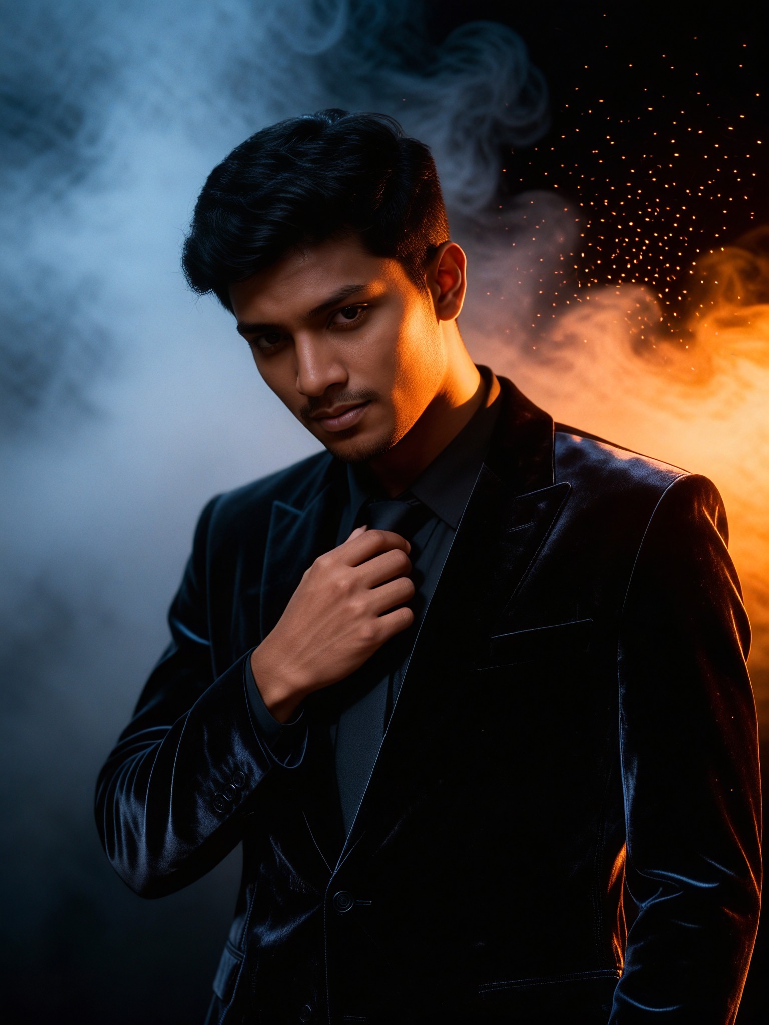 Smoke Particle Background Artistic Portrait image