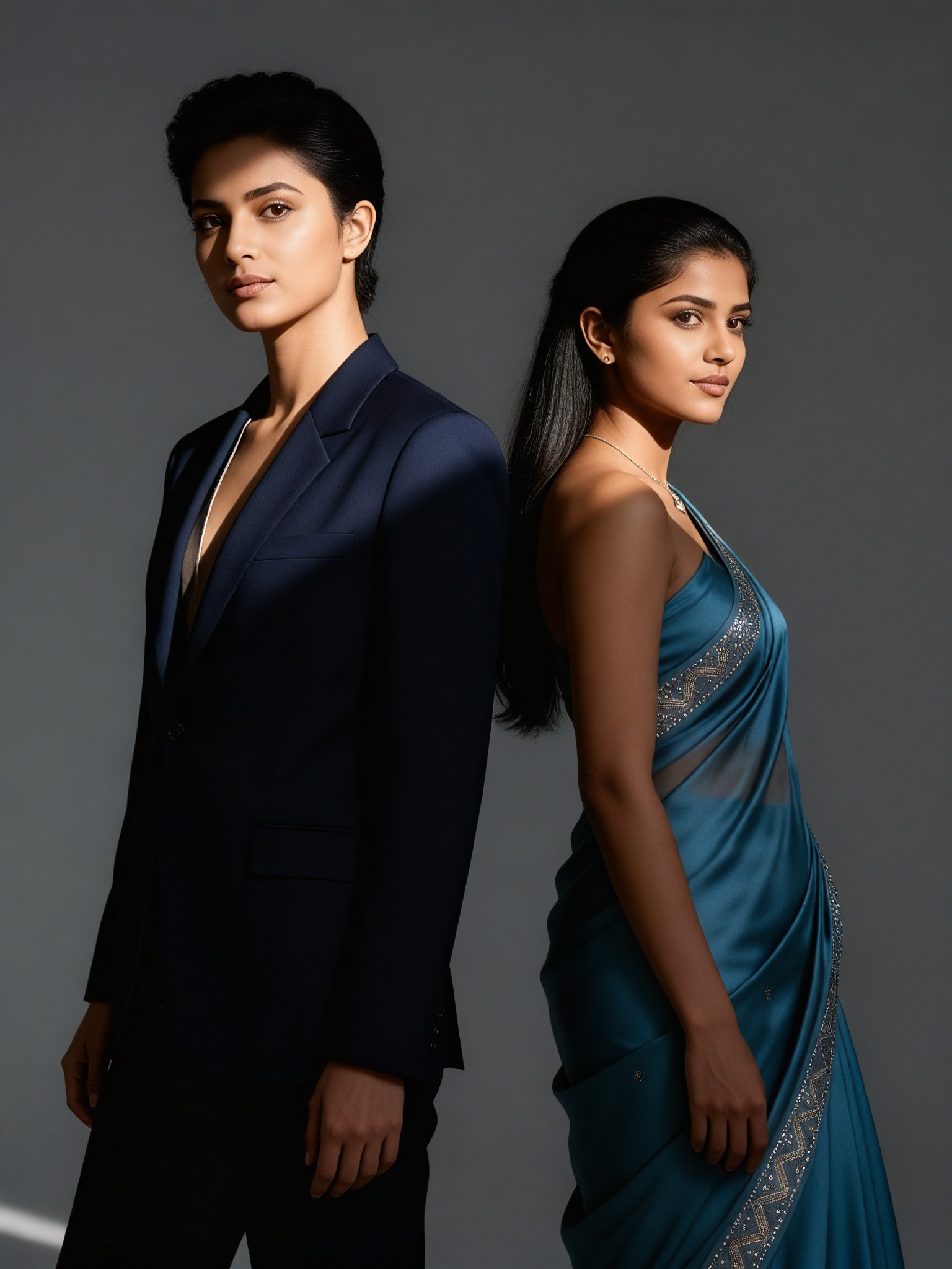 Double-person fashion magazine commercial blockbuster image